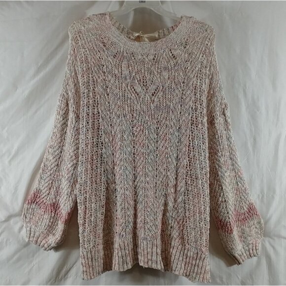 LC Lauren Conrad Women's Pink Long Sleeve Bulky Keyhole Sweater Plus Size 2X - Picture 1 of 9